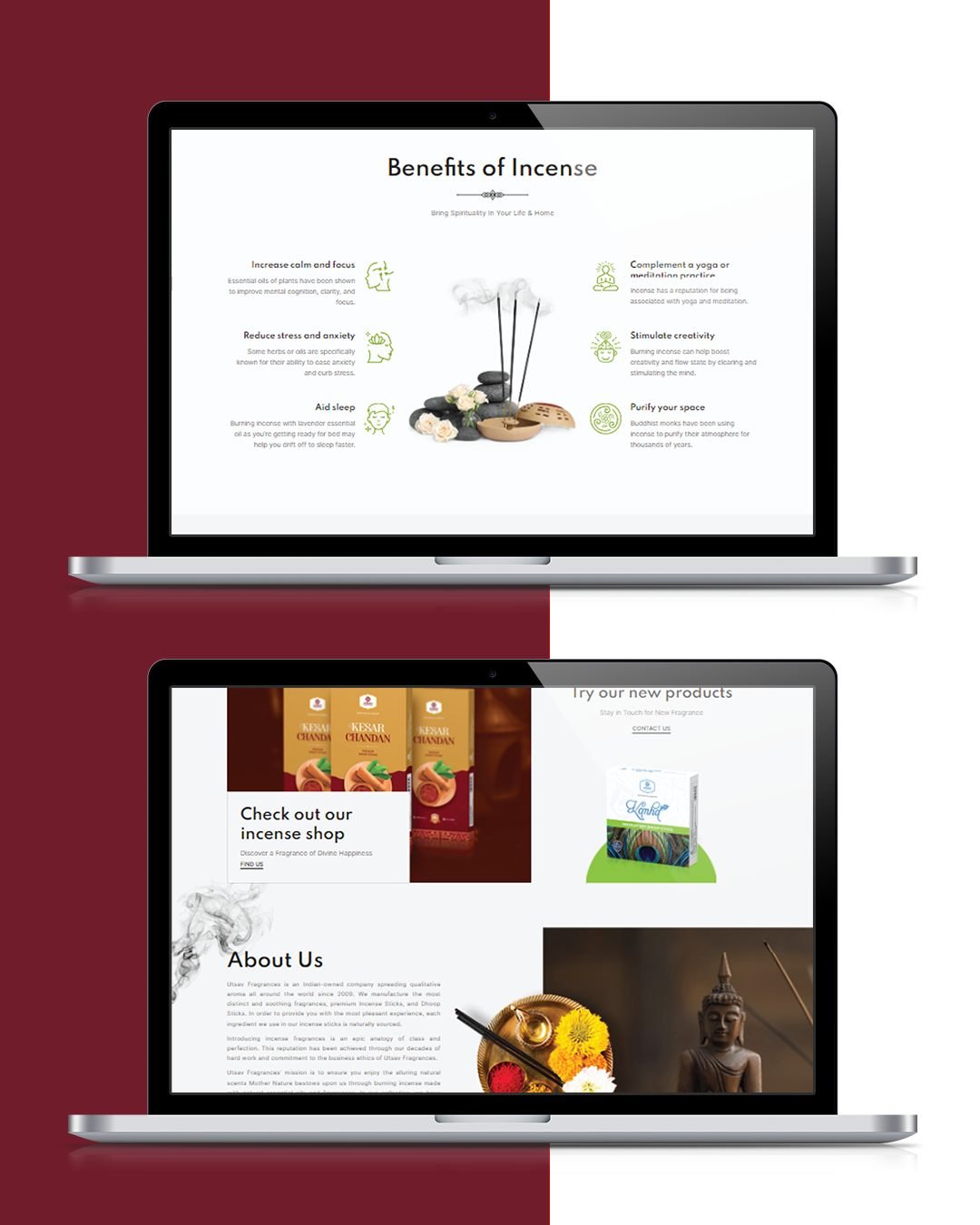 Utsav Incense website designed and built by Plexuro Digital